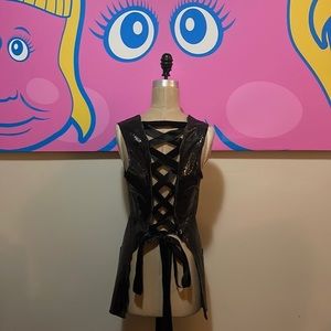 Gianfranco Ferre Black Python Snake Skin Lace Up Vest